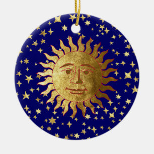 Sun and Stars Ceramic Ornament