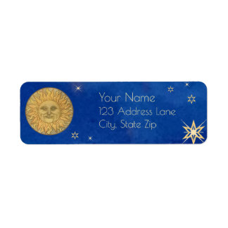 Sun and Stars Return Address Label