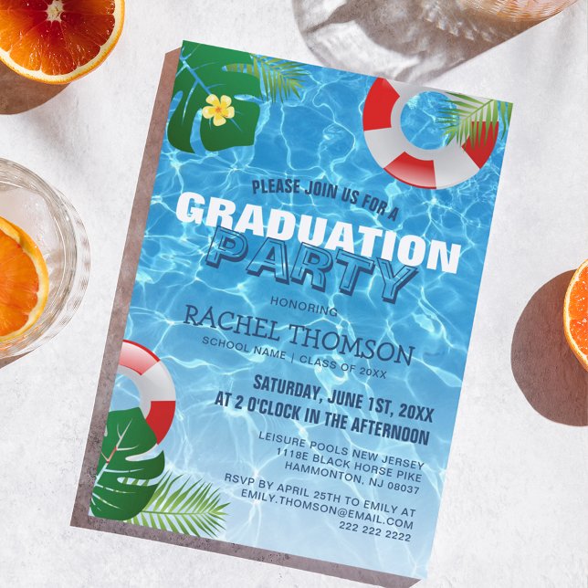  Sun and Success! Graduation Pool Party Invitation (Creator Uploaded)