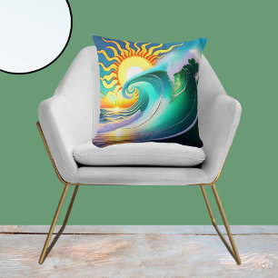 Sun and Surf Graphic Novelty  Cushion