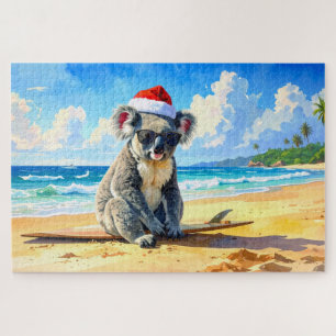 Sun and Surf Koala Santa Hat Jigsaw Puzzle