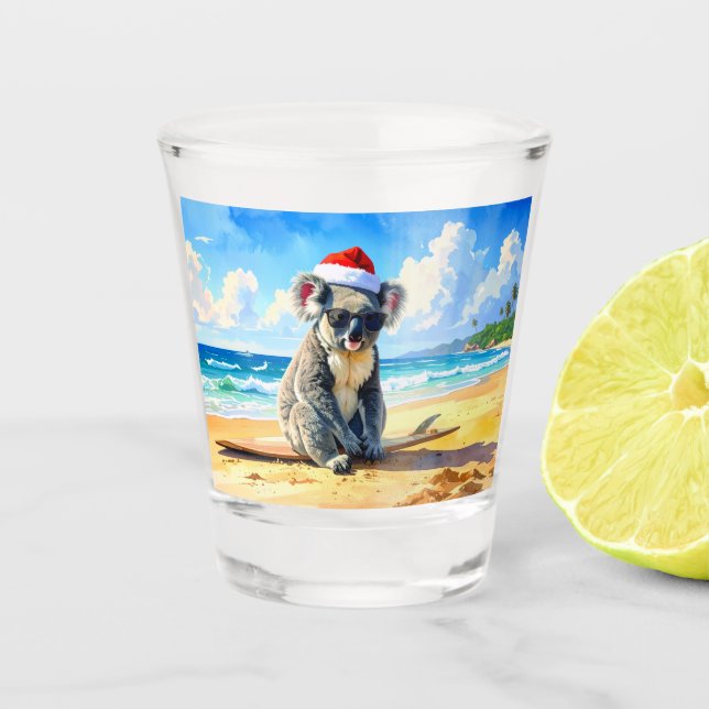 Sun and Surf Koala Santa Hat Shot Glass (Front)