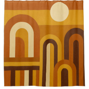 Sun & Arches Mid Century Modern Geometric Design Shower Curtain