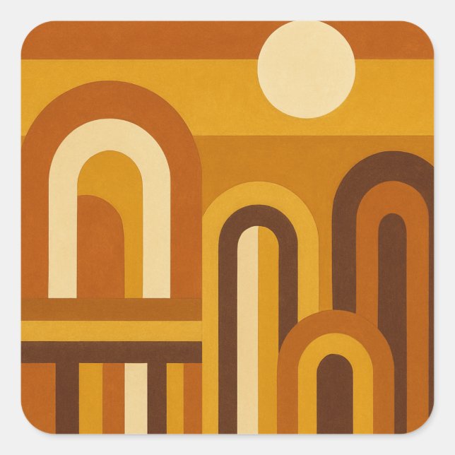 Sun & Arches Mid Century Modern Geometric Design Square Sticker (Front)
