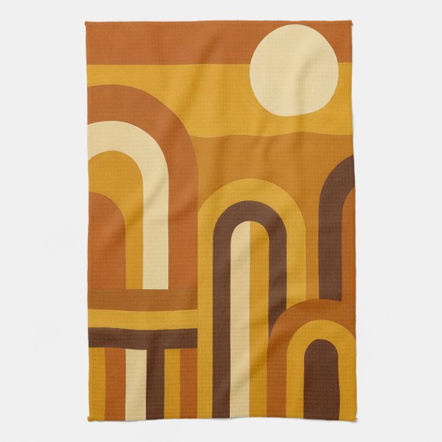 Sun & Arches Mid Century Modern Geometric Design Tea Towel (Vertical)
