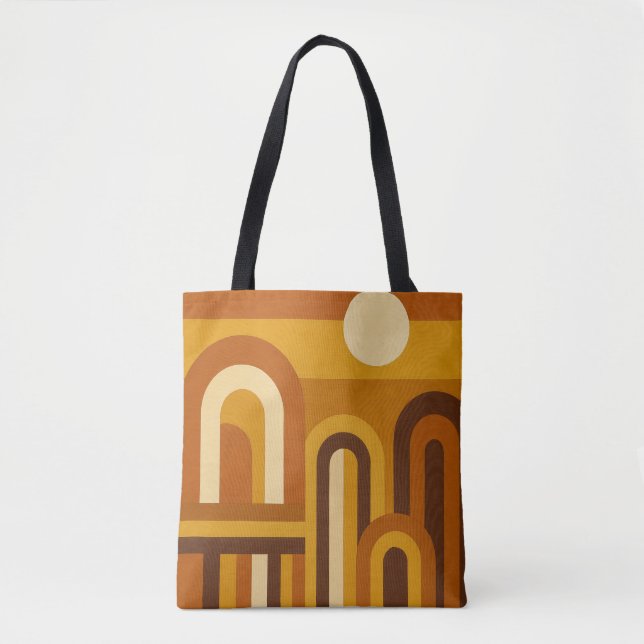 Sun & Arches Mid Century Modern Geometric Design Tote Bag (Front)