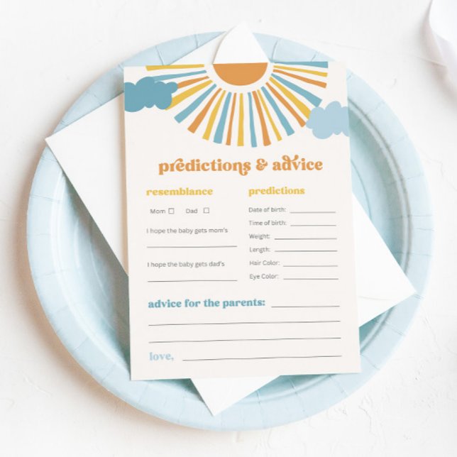 Sun Baby Shower Advice & Prediction Card (Creator Uploaded)