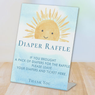 Sun Baby Shower Diaper Raffle  Pedestal Sign