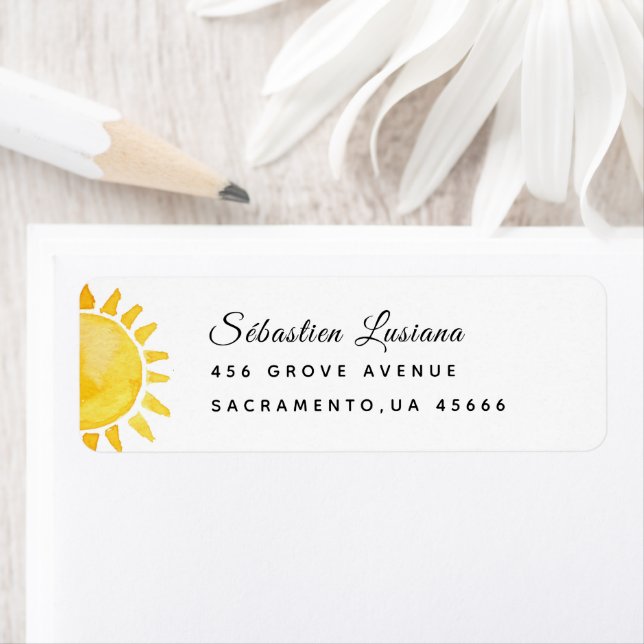 Sun  Baby Shower Return Address Label (Insitu)