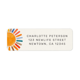  Sun Baby Shower Return Address Label