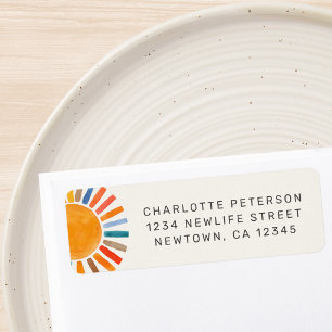 Sun Baby Shower Return Address Label