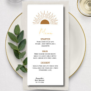 Sun baby shower Rustic Menu