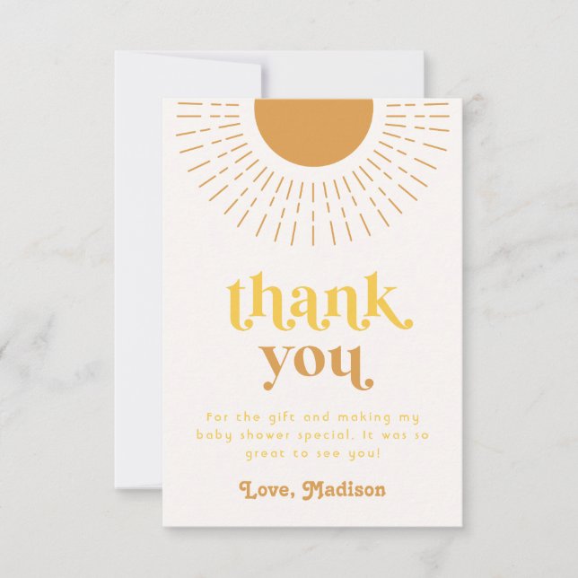 Sun Baby Shower Thank You Card | Sun Thank You (Front)