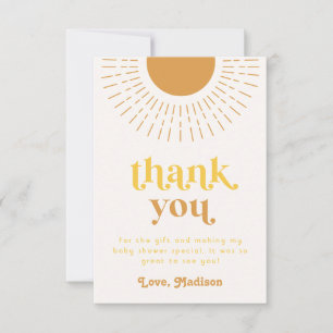 Sun Baby Shower Thank You Card Sun Thank You
