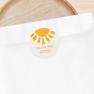 Sun Baby Shower Thank You Classic Round Sticker