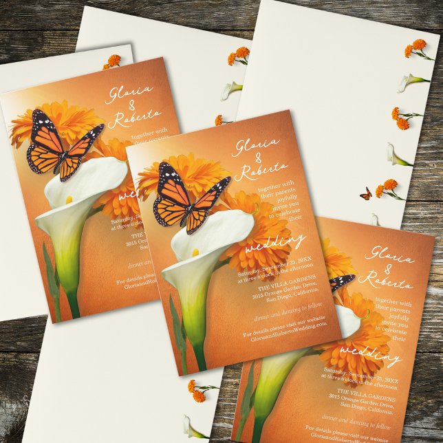 Sun Bathed Marigolds & Butterfly Mexican Wedding  Invitation (Creator Uploaded)