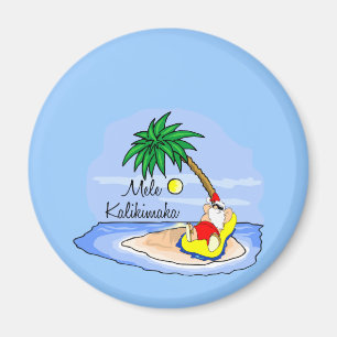 Sun Bathing Santa hawaiian xmas tee 5 Magnet