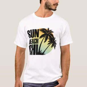 Sun, Beach & Chill Palm Tree Graphic Tee