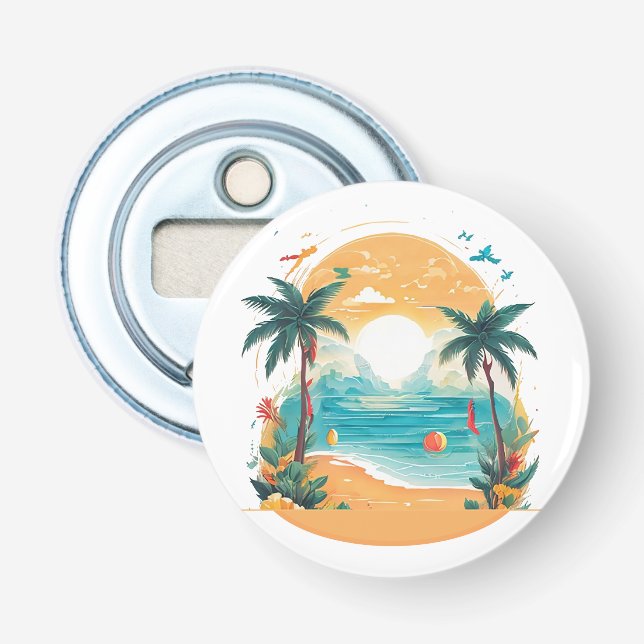 Sun Beach palm tree  Bottle Opener (Front)