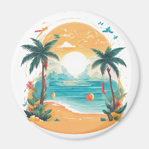 Sun Beach palm tree Magnet