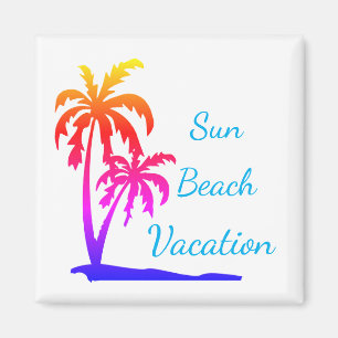 Sun beach vacation colourful palmtrees magnet