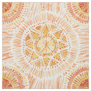 SUN BEAMS Mandala Watercolor Fabric