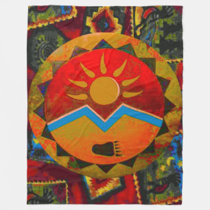 Sun Bear Native American Symbol Fleece Blanket