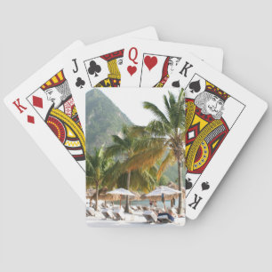 Sun Beds on a beach in Saint Lucia near the Pitons Playing Cards