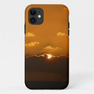 Sun Behind Clouds I Orange Sunset Photo iPhone 11 Case