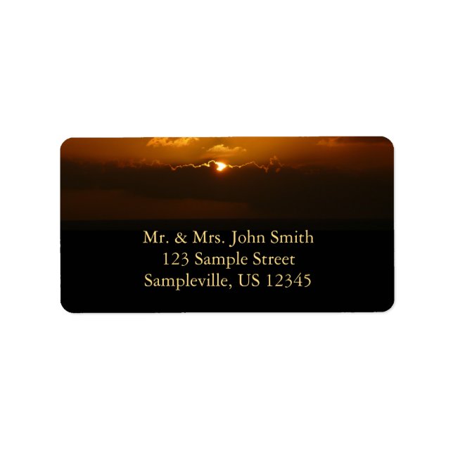 Sun Behind Clouds I Orange Sunset Photo Label (Front)
