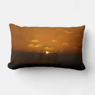 Sun Behind Clouds I Orange Sunset Photo Lumbar Cushion