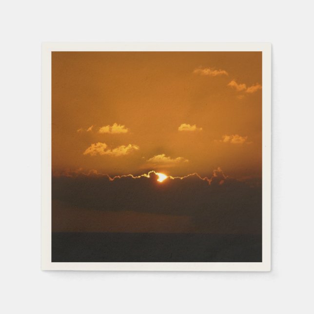 Sun Behind Clouds I Orange Sunset Photo Napkin (Front)
