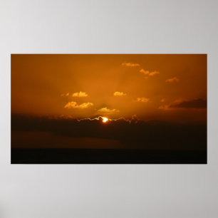 Sun Behind Clouds I Orange Sunset Photo Poster
