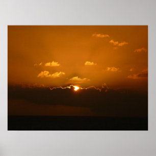 Sun Behind Clouds I Orange Sunset Photo Poster
