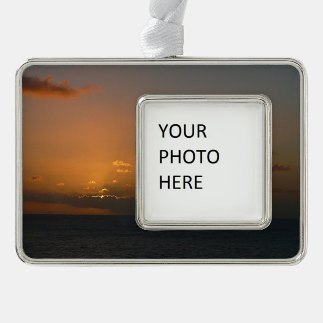 Sun Behind Clouds II Seascape Silver Plated Framed Ornament (Front)