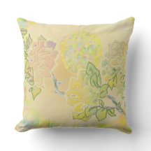 Sun Blossoms Quilt Look Original Art Pillow