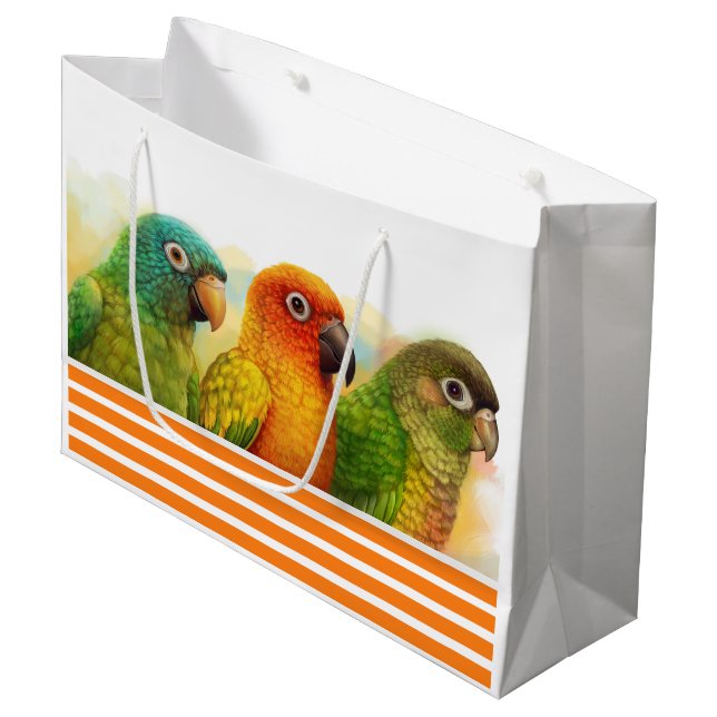 Sun blue-crowned green-cheeked conures large gift bag (Front Angled)