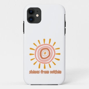 Sun Boho Art: "Shine from within" quote for self-e iPhone 11 Case