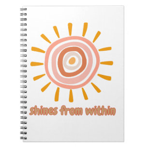 Sun Boho Art: "Shine from within" quote for self-e Notebook