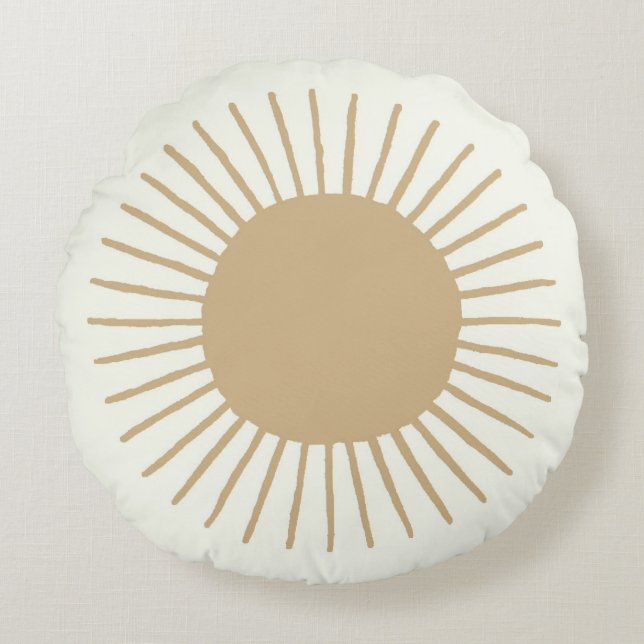 Sun boho nursery pillow in tan (Front)