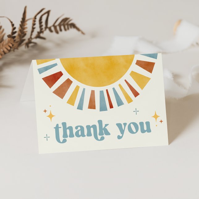 Sun Boho Retro Thank You Card (Creator Uploaded)