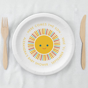 Sun Boy Baby Shower Here Comes the Son Paper Plate