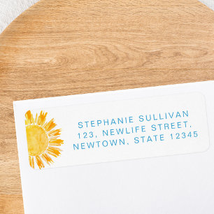 Sun Boys Baby Shower Return Address Label
