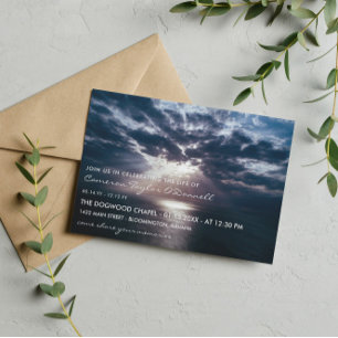 Sun Breaking Through Clouds Life Memorial Invitation