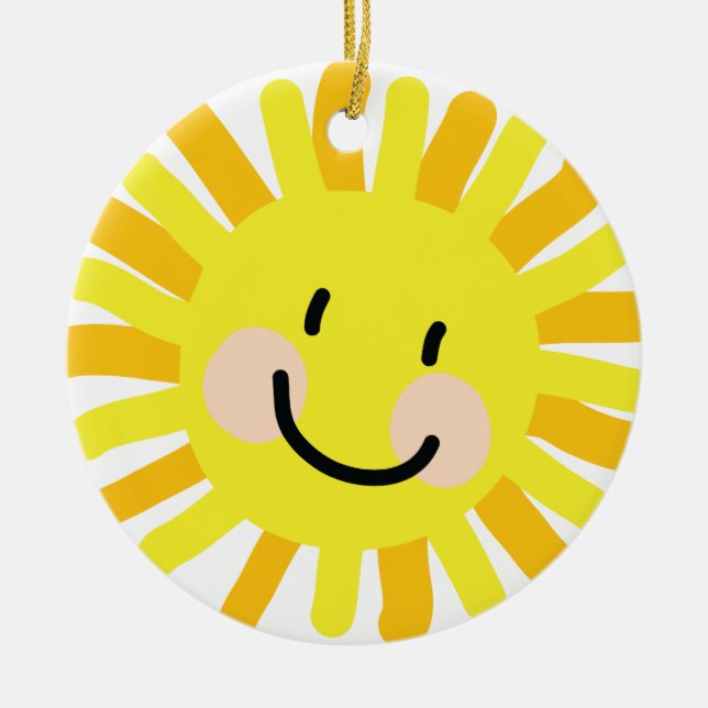 Sun Child Drawing Ceramic Tree Decoration (Front)