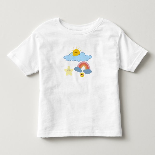 "Sun, Clouds, and Rainbow Fun" Toddler T-Shirt (Front)