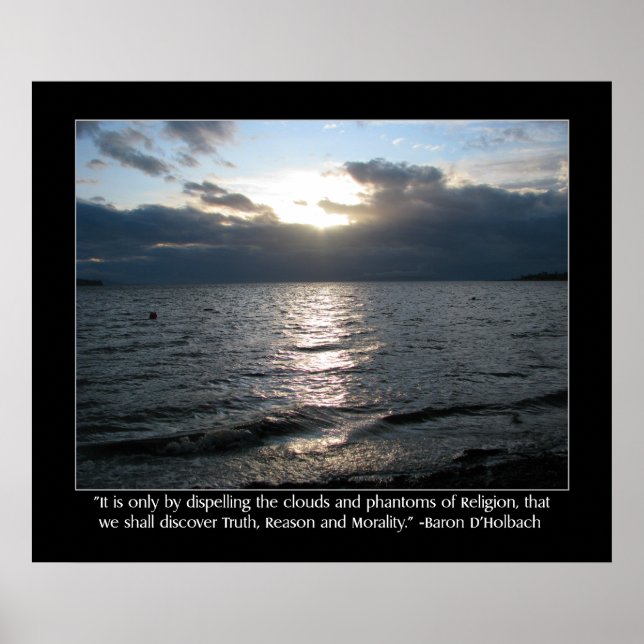 Sun, Clouds, Beach and D'Holbach Quote Poster (Front)