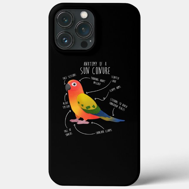 Sun Conure Anatomy Funny Cute Pet Parrot Bird Case-Mate iPhone Case (Back)