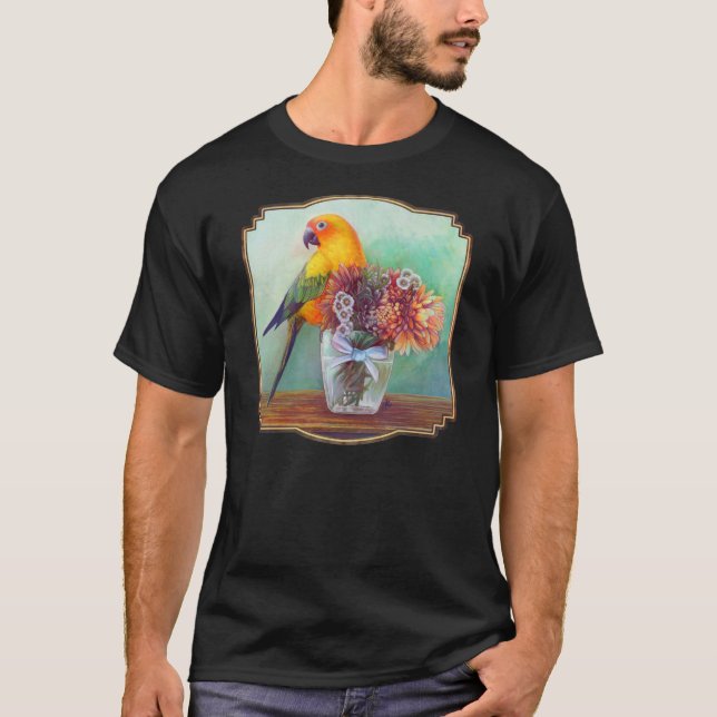 Sun conure and flowers T-Shirt (Front)