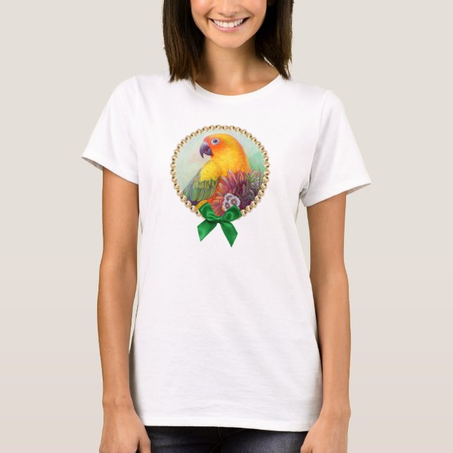 Sun conure and flowers T-Shirt (Front)